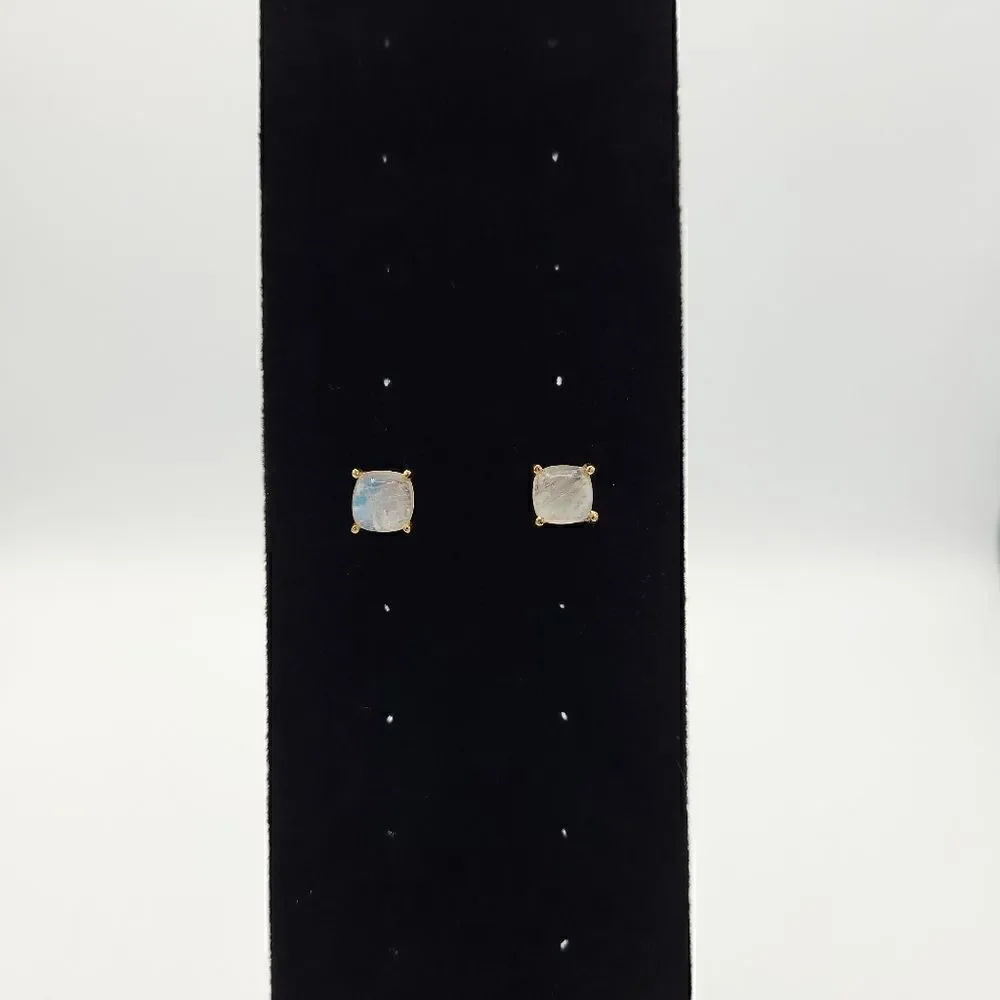 𝅺Natural Moonstone studs 14k over sterling silver - Picture 8 of 12